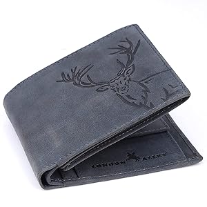 London Alley Elk Vintage Blue Leather Wallet.