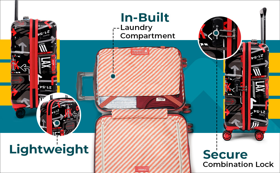 Secure combination Lock, in-builf laudry compatment trolley bag, best bag