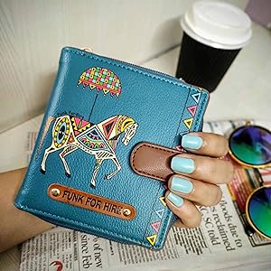 Horse Printed Loop wallet in hand, morning coffee and newspaper time