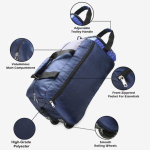 50 litres Travel Foldable Duffle Bag with Wheels Lightweight Trolley Self Storage Luggage Bag