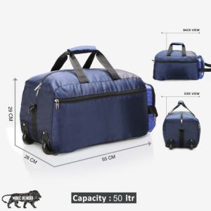 50 litres Travel Foldable Duffle Bag with Wheels Lightweight Trolley Self Storage Luggage Bag