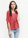 Eyelet Lace Up Blouse