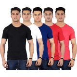Red Code Half Sleeves Round Neck T-shirts for Mens (Pack of 5)