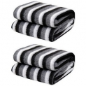 Black and White Stripe Single Bed Ac Fleece Blanket- set of 2