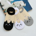 Nandini 3 Pair Cute Print Cat Transparent Socks Women Girl Summer Funny Animal Low Cut Ankle Small Fresh Woman
