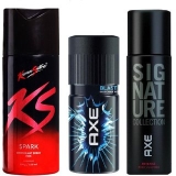 Ks Spark (150ml) + Axe Deodorant (150ml) + Axe Signature (150ml) Deo Body Spray For Men