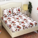 Azaani Beautiful 3D Printed White Floral Grace Cotton Double Bedsheet With Two Pillow covers