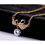 Cubic Zirconia Swan Pendant Necklace