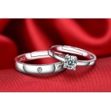 Code Yellow Rhodium Plated Cubic Zirconia Adjustable Couple Rings Set