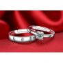 Code Yellow Rhodium Plated Cubic Zirconia Adjustable Couple Rings Set