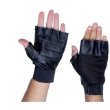 Black Leather Gym Gloves – Free Size