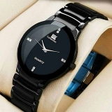 IIK Round Dial Black Metal Strap Analog Watch for Men