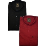 Freaky Men’s Plain Black Maroon Casual Slimfit Poly-Cotton Shirts