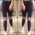 Code Yellow Women’s Colorful Knee Cut Black Stretchable Jeggings Yoga Gym Wear