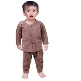Baby Winter Wear Brown Color Front Button Thermal Suit