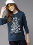 Navy Blue Self Design Sweatshirt