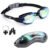 Primalite Swimming Goggles Silicone Anti-Fog, UV Protection for Adults Men Women Kids with Protection Case Kit- No Leaking Swim Glasses Professional Adjustable Strap Comfort fit- Aqua Black – Offer World