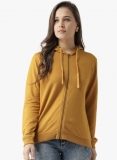 Mustard Solid Hooded Sweatshirt
