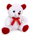 Playtoons Chubby Teddy Bear White & Red – 15 cm