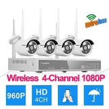 FLOUREON 4CH Wireless CCTV 1080P DVR Kit Outdoor Wifi WLAN 1.3MP 960P IP Camera