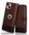 FLIPPED Vegan Leather Flip Case Back Cover for Apple iPhone 13 (Flexible, Shock Proof | Hand Stitched Leather Finish | Card Pockets Wallet & Stand | Brown with Coffee) – Offer World