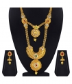 Asmitta Enchanting Red & Green Kundan Gold Plated Opera Style Double Strand Artificial Necklace Jewellery Set