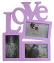Pink 3 Slot Love Photo Frame