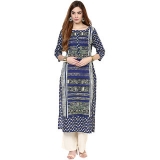 Jaipur Kurtis Straight Asymmetric Blue Cotton Kurta