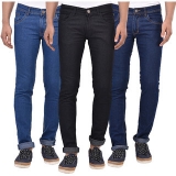Stylox Men’S Black Blue Slim Fit Jeans (Pack Of 3)