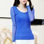 2018 Spring Summer Women’s Sexy See Through Mesh Blouse Long Sleeve Transparent Shining Elegant Shirt Fashion Women Tops 7F1324