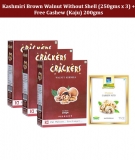 GO Crackers Kashmiri Brown Quarters Walnuts (Akhrot) Without Shell – 750 gms (250gm x 3) + Free Cashew Nuts