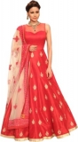 Active  Embroidered Art Silk Semi Stitched Flared Gown