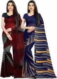 Printed Fashion Faux Georgette Saree  (Pack of 2, Multicolor)