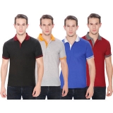 Baremoda Men’s Polo T Shirt Black Maroon Grey And Blue