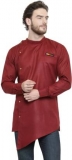Ben Martin  Men Solid Asymmetric Kurta  (Maroon)