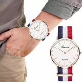 BFF DW Round Dail Blue And Red And White Fabric StrapMens Quartz Watch For Men