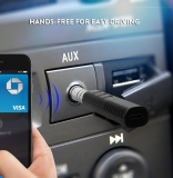 Clip-On 3 Button 3.5mm Aux Bluetooth Audio Jack Receiver With Mic For Car Kit Compatible