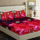 152 TC Microfiber Double Floral Bedsheet  (Pack of 3, Red)