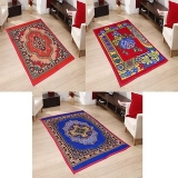 SNS MULTICOLOR FLORAL QUILTED CARPET SET OF 3