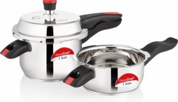Greenchef ORRA COMBO 3 L, 2 L Induction Bottom Pressure Cooker & Pressure Pan (Stainless Steel)