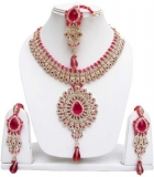 Jewels Guru  Alloy Gold-plated Jewel Set  (Pink)