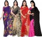 Kashvi Sarees Printed Fashion Georgette Saree (Pack of 4)