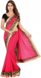 Kuki  Solid Fashion Poly Georgette Saree  (Pink)