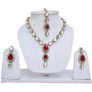 Lucky Jewellery Red Kundan Double Loucket Set