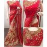 Meia Red Embroidered Georgette Saree
