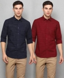 Metronaut  Men Self Design Casual Shirt  (Pack of 2)