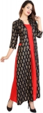 Women Floral Print A-line Kurta Red, Black