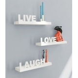 Beautiful Wooden White Wall Shelves Live/Love/Laugh