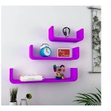 Onlineshoppee U Shape Floating MDF Wall Shelves Set of 3