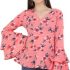 casual bell sleeve pinted women multicolor top